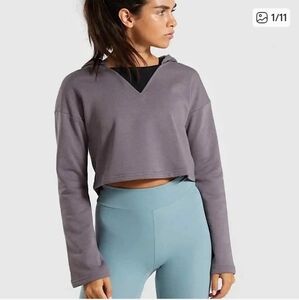Gildan Women's Gray Cropped Hoodie